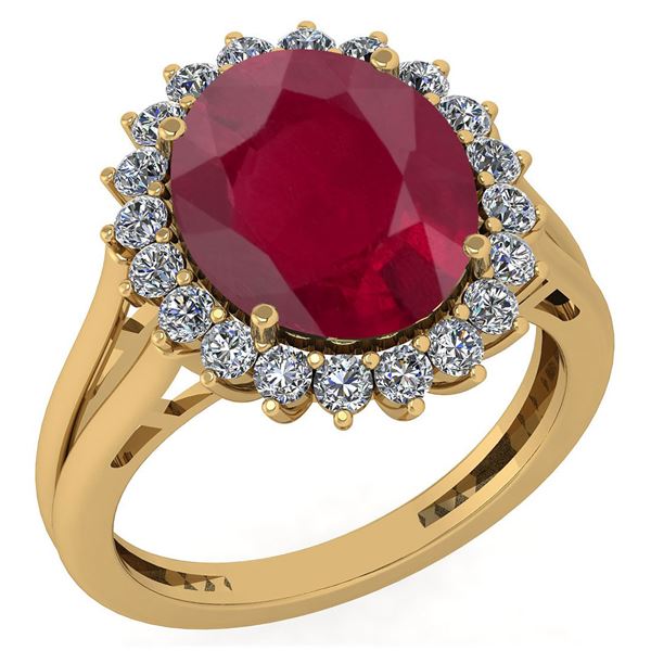 Certified 5.65 Ctw Ruby And Diamond VS/SI1 Halo Ring 14