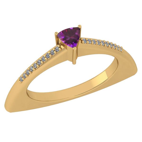 Certified 0.35 Ctw Amethyst And Diamond 14k Yellow Gold