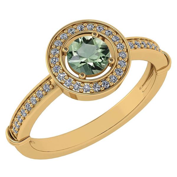 Certified 0.94 Ctw Green Amethyst And Diamond 14k Yello