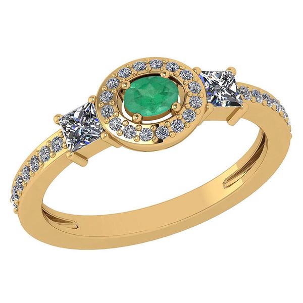 Certified 0.77 Ctw Emerald And Diamond 14k Yellow Gold
