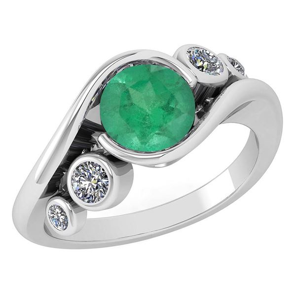Certified 1.51 Ctw Emerald And Diamond VS/SI1 Halo Ring