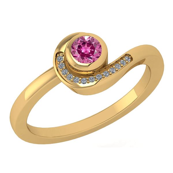 Certified 0.31 Ctw Pink Tourmaline And Diamond 14K Yell