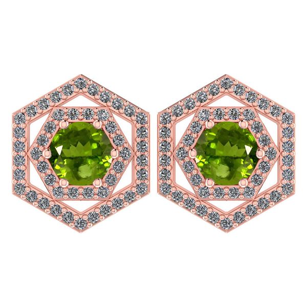 Certified 1.38 Ctw Smoky Quarzt And Diamond 14k Rose Go