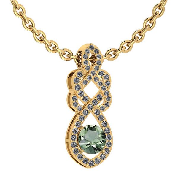 Certified 1.26 Ctw Green Amethyst And Diamond VS/SI1 Ne