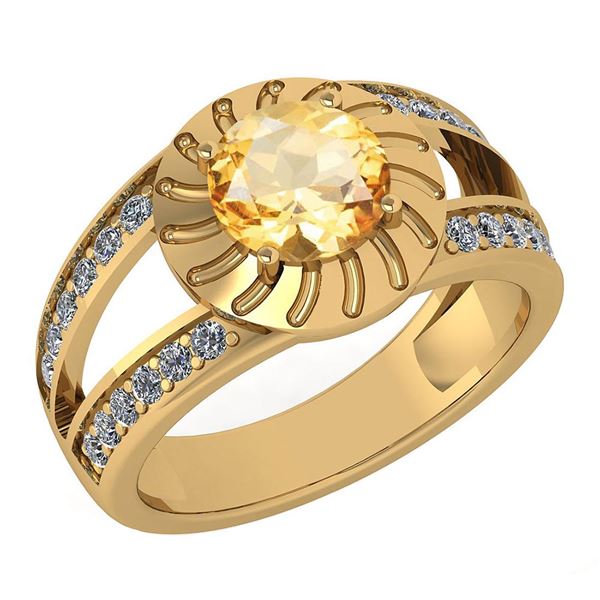 Certified 1.58 Ctw Citrine And Diamond Wedding/Engageme