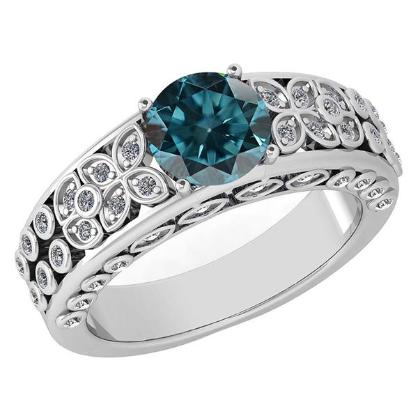 Certified 1.57 Ctw Treated Fancy Blue Diamond And White