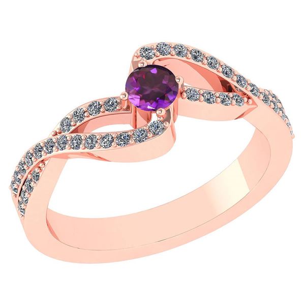 Certified 0.61 CTW Amethyst And Diamond 14k Rose Gold H