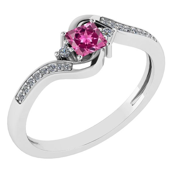 Certified 0.51 Ctw Pink Tourmaline And Diamond 14k Whit