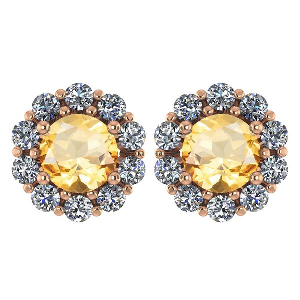 Certified 2.30 Ctw Citrine And Diamond 14k Rose Gold Ha