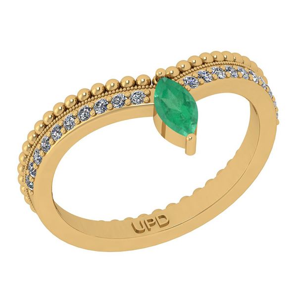 Certified 0.45 Ctw SI2/I1 Emerald And Diamond 14K Yello
