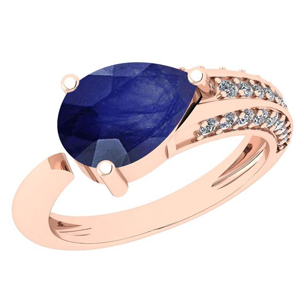 Certified 1.54 Ctw Blue Sapphire And Diamond VS/SI1 Hal