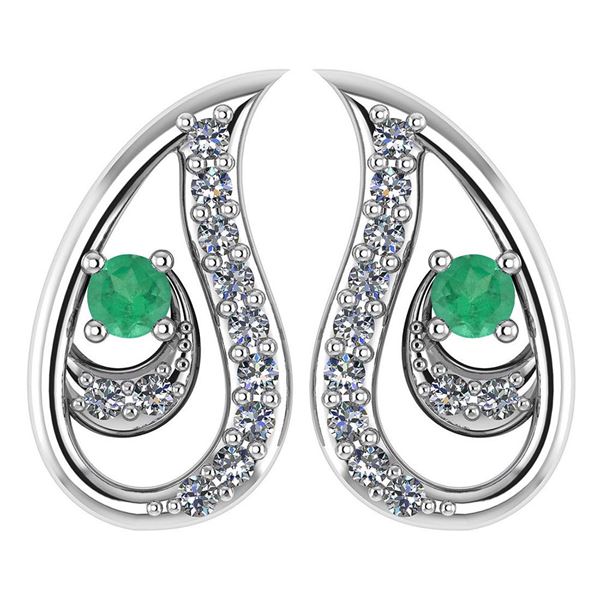 Certified 0.17 Ctw Emerald And Diamond Platinum Gold Ha