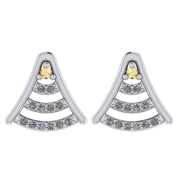 Certified 0.15 Ctw Citrine And Diamond 14k White Gold H