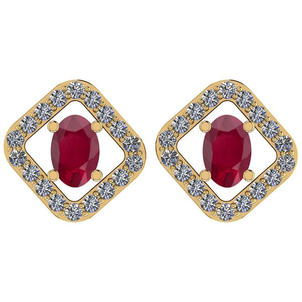 Certified 1.20 Ctw Ruby And Diamond VS/SI1 18k Yellow G