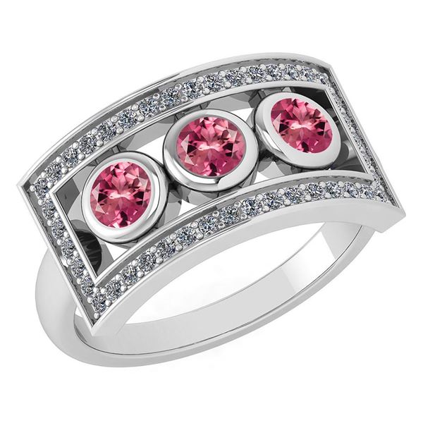 Certified 0.72 Ctw Pink Tourmaline And Diamond Wedding/