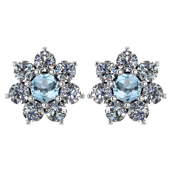 Certified 1.86 Ctw Aquamarine And Diamond 14k White Gol