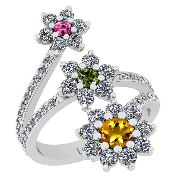 Certified 2.24 Ctw I2/I3 Multi Stone And Diamond 14K Wh