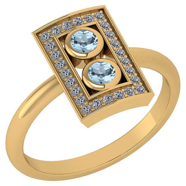 Certified 0.31 Ctw Blue Topaz And Diamond 14k Yellow Go