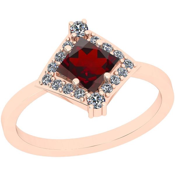 Certified 0.95 Ctw I2/I3 Garnet And Diamond 10K Rose Go