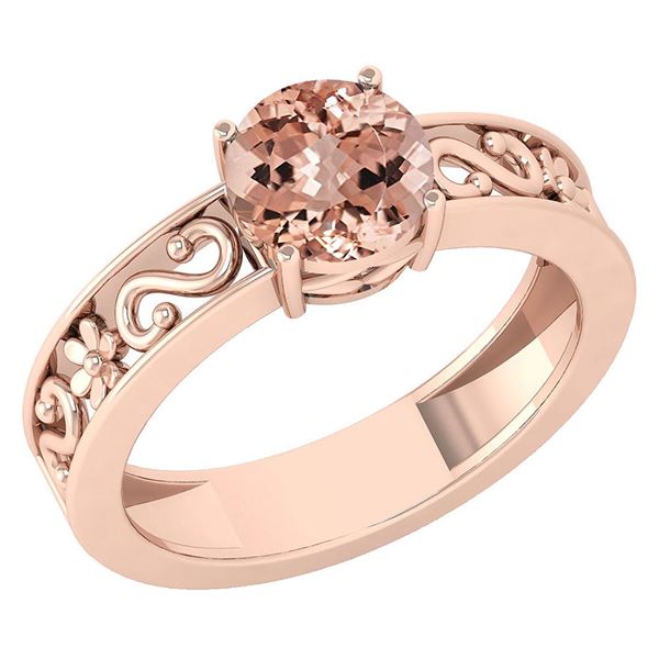 Certified 1.25 Ctw Morganite Solitaire Ring with Filigr