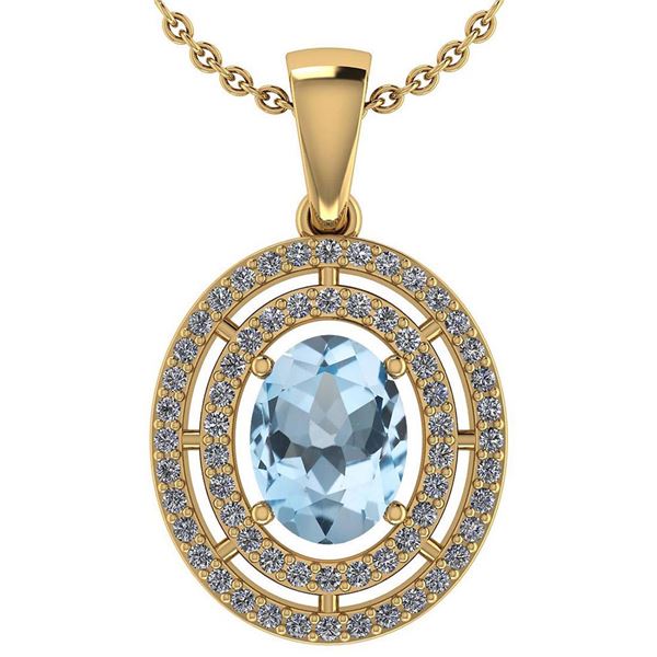 Certified 1.56 Ctw Aquamarine And Diamond 18K Yellow Go