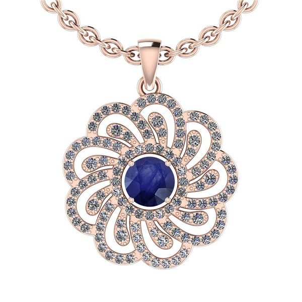 Certified 1.19 Ctw SI2/I1 Blue Sapphire And Diamond 14K