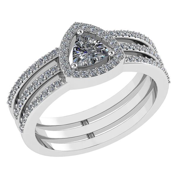 Certified 0.91 Ctw Diamond 14k White Gold Halo Annivers