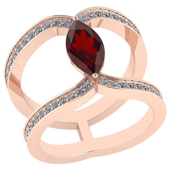 Certified 1.52 Ctw Garnet And Diamond VS/SI1 Ring10K Ro