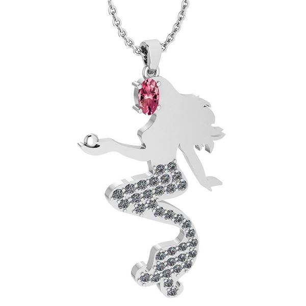 Certified 1.00 Ctw Pink Tourmaline And Diamond Necklace