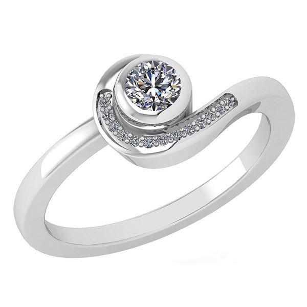 Certified 0.31 Ctw Diamond 14K White Gold Halo Ring