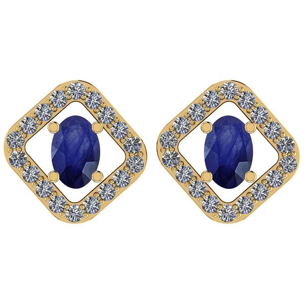 Certified 1.20 Ctw Blue Sapphire And Diamond VS/SI1 18k
