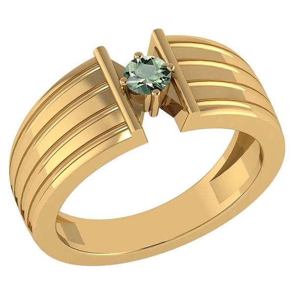 Certified 0.20 Ctw Green Amethyst Solitaire Ring 10K Ye