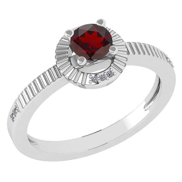 Certified 0.37 Ctw Garnet And Diamond 14k White Gold Ha