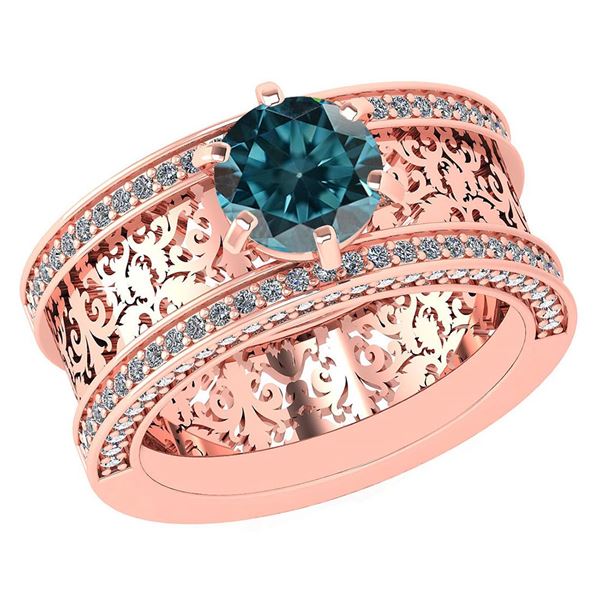 Certified 1.81 Ctw Treated Fancy Blue Diamond And White