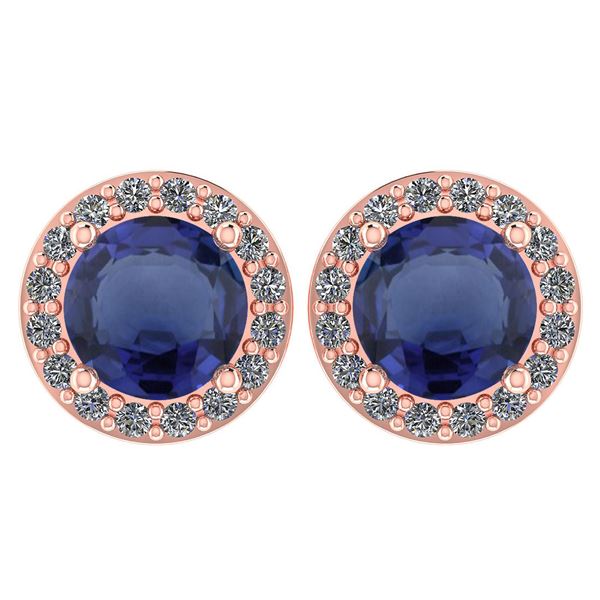 Certified 1.6 Ctw Blue Sapphire And Diamond 14k Rose Go