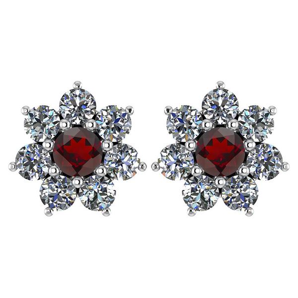 Certified 1.86 Ctw Garnet And Diamond 14k White Gold Ha