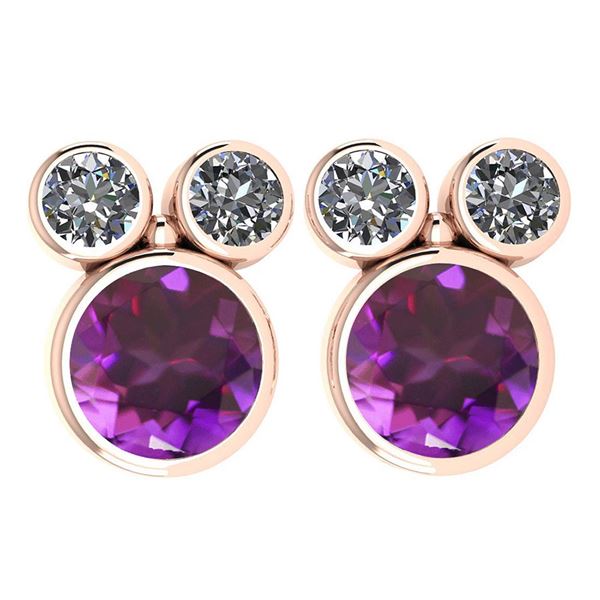 Certified 3.14 Ctw Amethyst And Diamond VS/SI1 Earrings