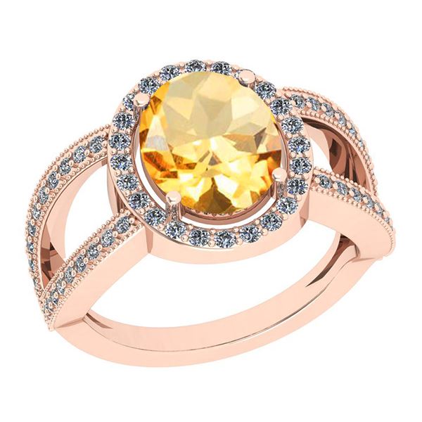 Certified 1.75 Ctw I2/I3 Citrine And Diamond 10k Rose G