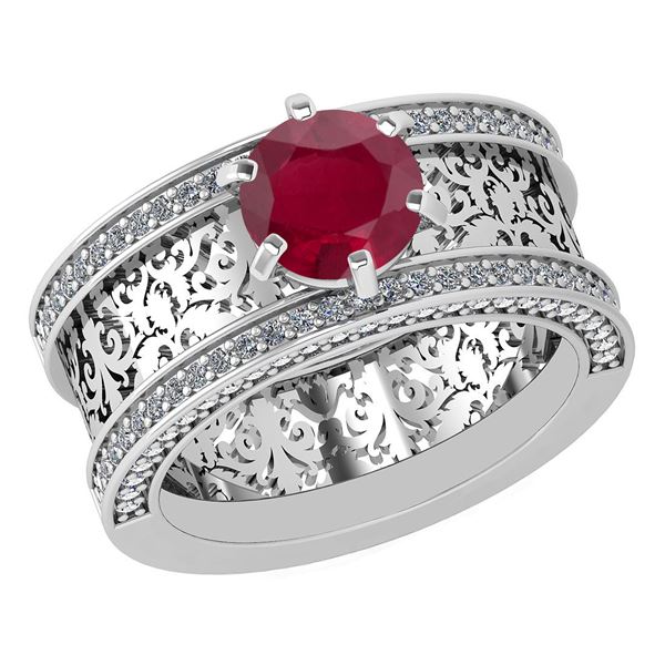 Certified 1.79 Ctw Ruby And Diamond Wedding/Engagement