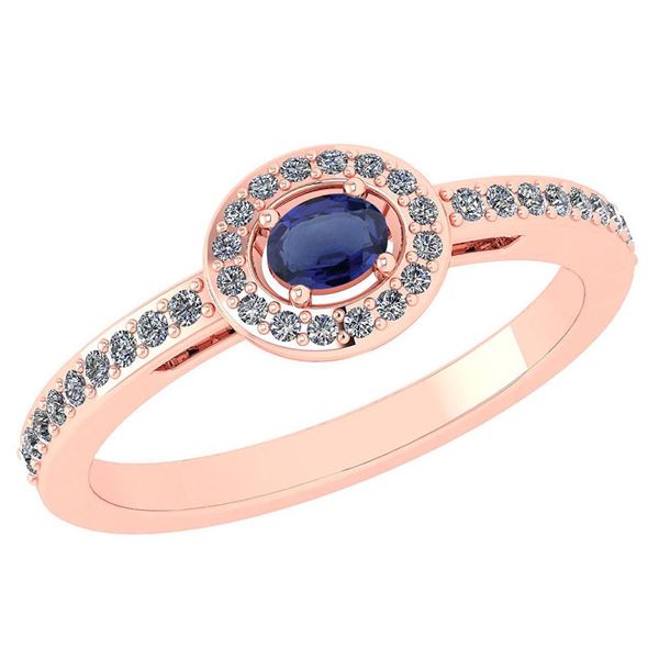 Certified 0.29 Ctw Blue Sapphire And Diamond 14k Rose G