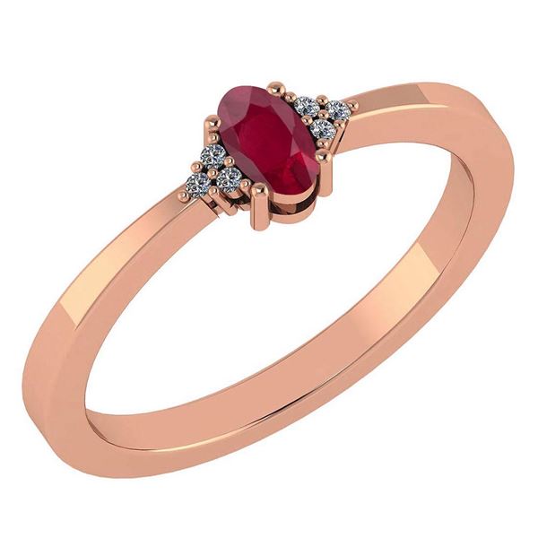 Certified 0.24 Ctw Ruby And Diamond 18K Rose Gold Halo