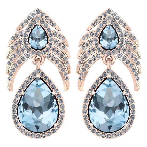 Certified 7.38 Ctw Aquamrine And Diamond Pear Shape Han