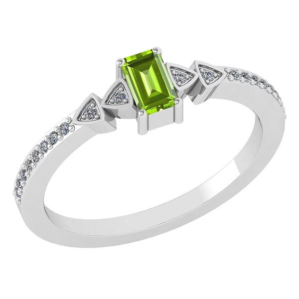 Certified 0.39 Ctw Peridot And Diamond 14k White Gold H