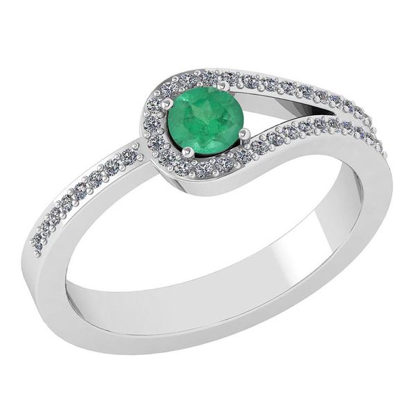 Certified 1.30 Ctw Emerald And Diamond 14k White Gold H