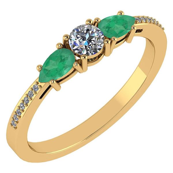 Certified 0.77 Ctw Emerald And Diamond 14k Yellow Gold