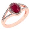Image 1 : Certified 1.52 Ctw Ruby And Diamond 14k Rose Gold Halo