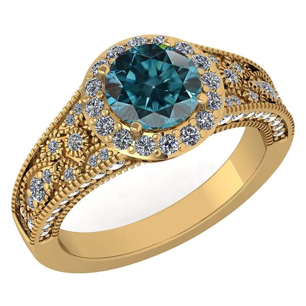 Certified 1.89 Ctw Treated Fancy Blue Diamond And White