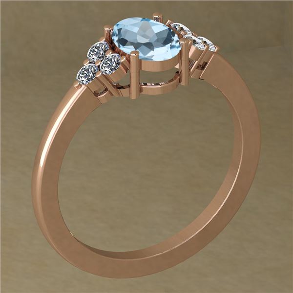 Certified 0.65 Ctw Blue Topaz And Diamond VS/SI1 18K Ro