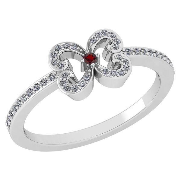 Certified 0.24 Ctw Garnet And Diamond 14k White Gold Ha