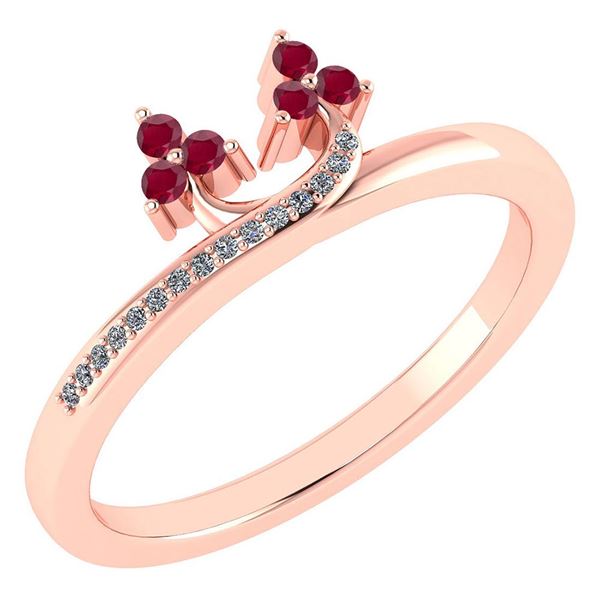 Certified 0.16 Ctw Ruby And Diamond 18K Rose Gold Ring